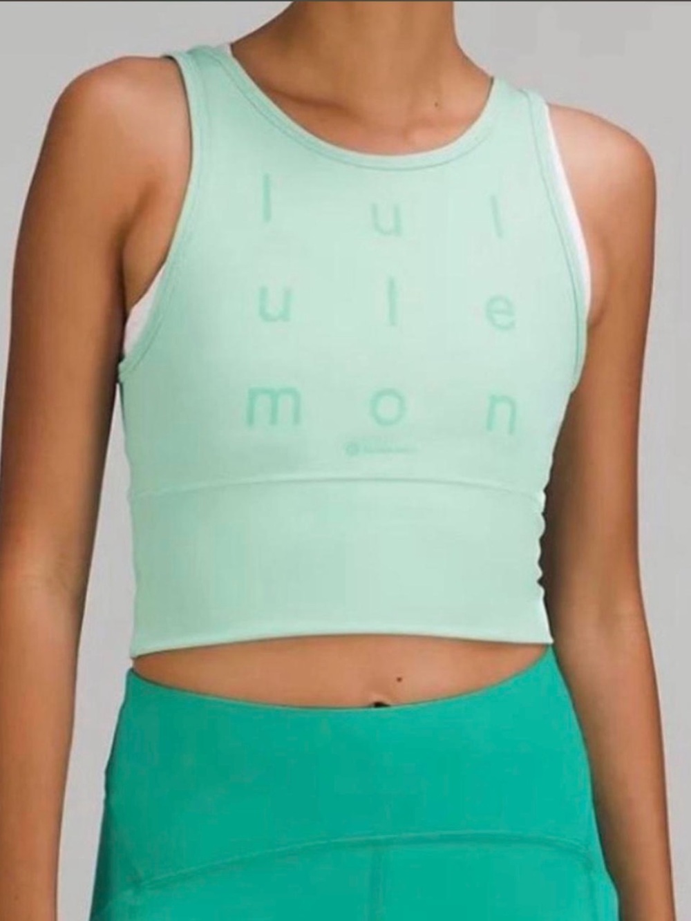 lululemon athletica Mint Green Cropped Tank Top
